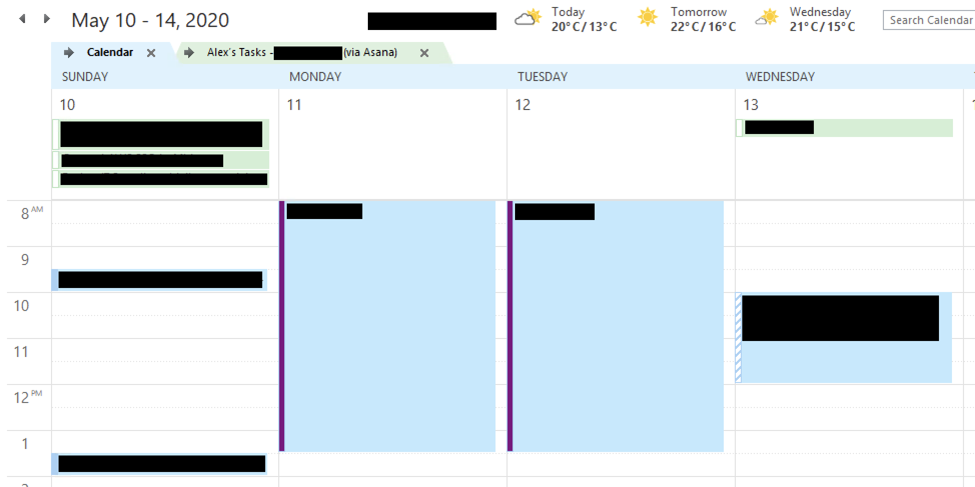 asana tasks in outlook calendar